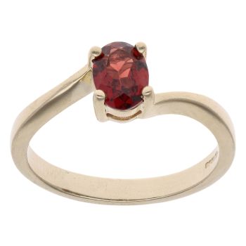 9ct Yellow Gold Garnet Single Stone Twist Ring