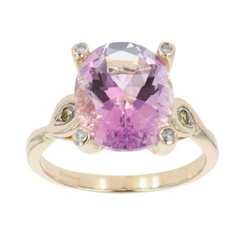 9ct Yellow Gold Yellow and Pink Topaz and 0.05ct Diamond Ring