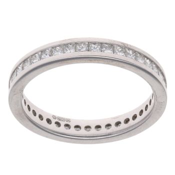 18ct White Gold 1.00ct Princess Cut Diamond Full Eternity Ring