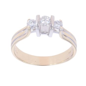 14ct Yellow Gold 0.50ct Brilliant Cut Diamond Trilogy Ring