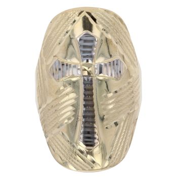 14ct Yellow and White Gold Cross Ring