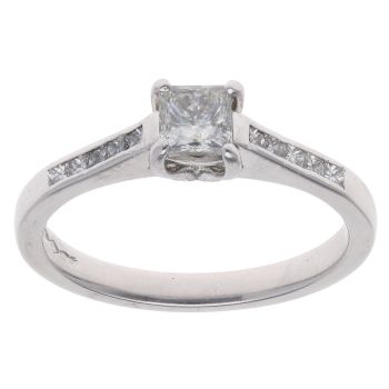 Platinum 0.65ct Princess Cut Diamond Solitaire Ring