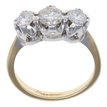 18ct Yellow Gold 1.30ct Brilliant Cut Diamond Trilogy Ring