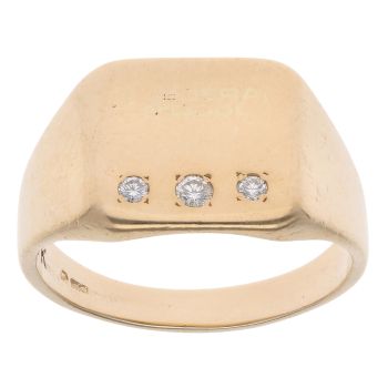 9ct Yellow Gold 0.05ct Diamond Signet Ring