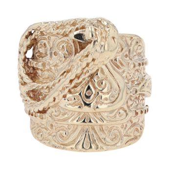 9ct Yellow Gold Patterned Saddle Ring