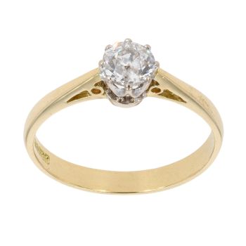 18ct Yellow Gold 0.50ct Old Cut Diamond Solitaire Ring