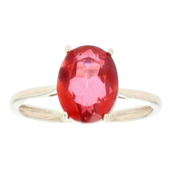 9ct Yellow Gold Single Stone Red Gemstone Ring