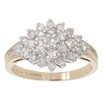 9ct Yellow Gold 0.50ct Diamond Cluster Ring