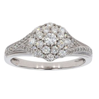 9ct White Gold 0.50ct Diamond Cluster Ring