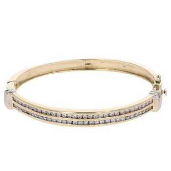 14ct Yellow Gold 2.50ct Diamond Bangle