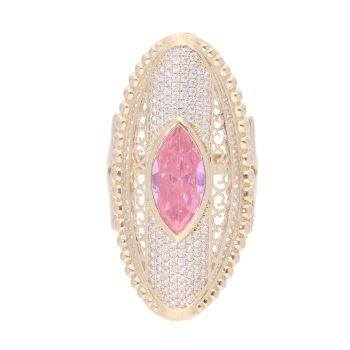 14ct Yellow Gold Pink Gemstone Ring