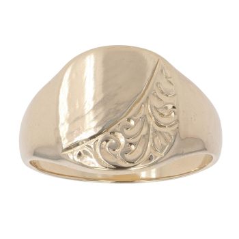 9ct Yellow Gold Patterned Signet Ring