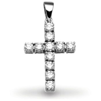 18 Carat White Gold 1ct Diamond Cross