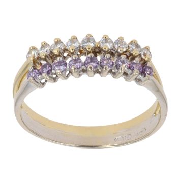 9ct Yellow And White Gold Amethyst And Cubic Zirconia Ring