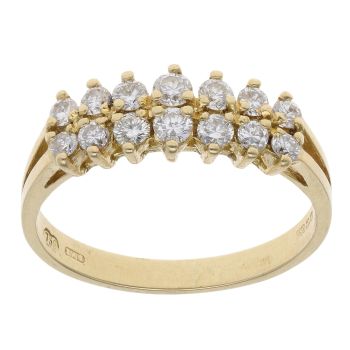 18ct Yellow Gold 0.50ct Brilliant Cut Diamond Two Row Ring