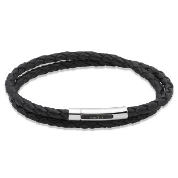 Black Leather Double Bracelet
