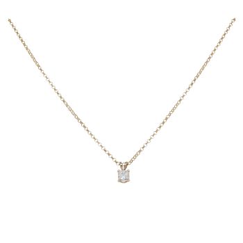 14ct Yellow Gold 1.00ct Princess Cut Diamond Solitaire Pendant And Chain 18"