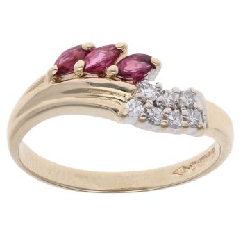 9ct Yellow Gold 0.15ct Diamond And Ruby Ring