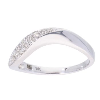 9ct White Gold Diamond Scrolling Ring