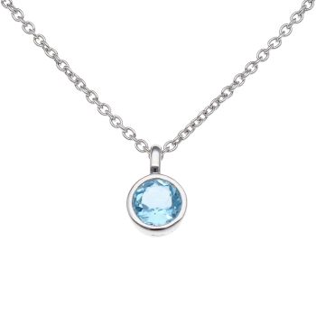 925 Sterling Silver Blue Topaz Pendant and Chain 18"