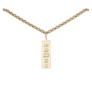 9ct Yellow Gold Hallmarked Ingot Pendant And Chain 24"