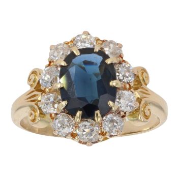 14ct Yellow Gold 1.00ct Diamond And Sapphire Cluster Ring