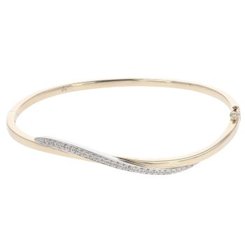 9ct Yellow And White Gold 0.15ct Brilliant Cut Diamond Bangle