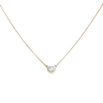 18ct Yellow And White Gold 0.20ct Diamond Heart Pendant And Chain 16"