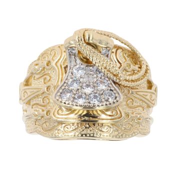 9ct Yellow Gold Cubic Zirconia Saddle Ring