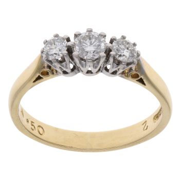 18ct Yellow Gold 0.50ct Brilliant Cut Diamond Trilogy Ring