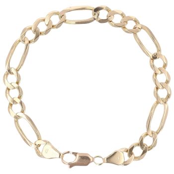 9ct Yellow Gold Figaro Bracelet 9"