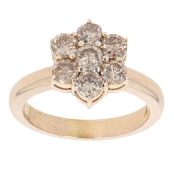 9ct Yellow Gold 1.25ct Tinted Brilliant Cut Diamond Cluster Ring