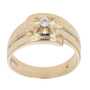 9ct Yellow Gold Cubic Zirconia Signet Ring