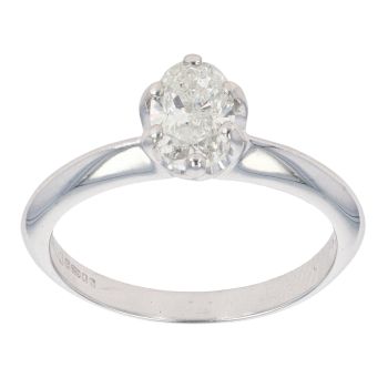 18ct White Gold Oval Cut 0.75ct Diamond Solitaire Ring