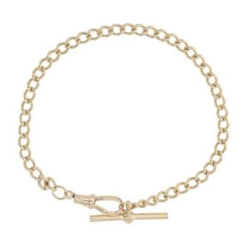 9ct Yellow Gold Albert T-Bar Bracelet 8"