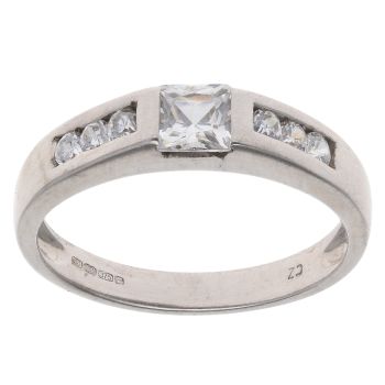 9ct White Gold Cubic Zirconia Ring