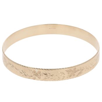 9ct Yellow Gold Patterned Solid Bangle