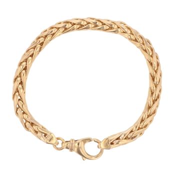 9ct Yellow Gold Wheat Bracelet 7.5"
