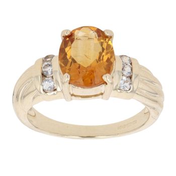 9ct Yellow Gold Citrine And Cubic Zirconia Ring