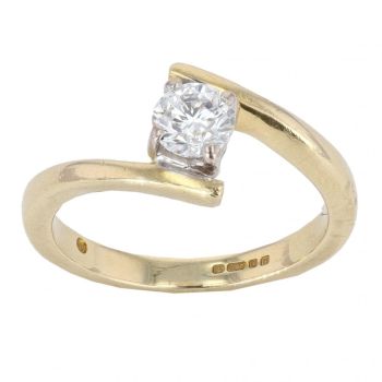 18ct Yellow Gold 0.33ct Diamond Solitaire Twist Ring