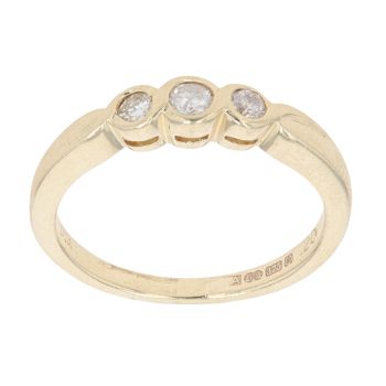 9ct Yellow Gold 0.20ct Brilliant Cut Diamond Trilogy Ring
