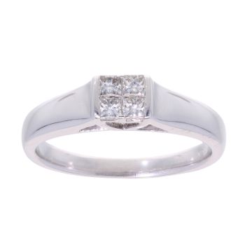 18ct White Gold 0.28ct Diamond Princess Cut Cluster Ring