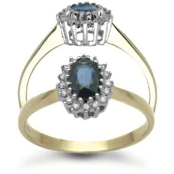 9 Carat Yellow Gold 0.12pts Diamond & Sapphire Ring