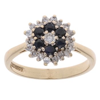 9ct Yellow Gold Sapphire And Cubic Zirconia Ring