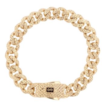 14ct Yellow Gold Monaco Patterned Curb Classic Flex Lock Bracelet 8.5"