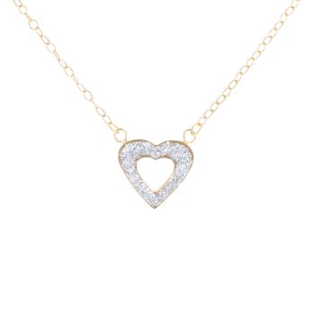 9ct Yellow Gold Crystal Heart Pendant and Chain 18"