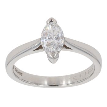 Platinum 0.74ct Marquise Cut Diamond Solitaire Ring