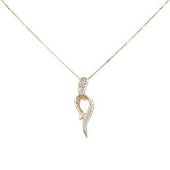 9ct Yellow Gold 0.10ct Brilliant Cut Diamond Pendant And Chain 18"