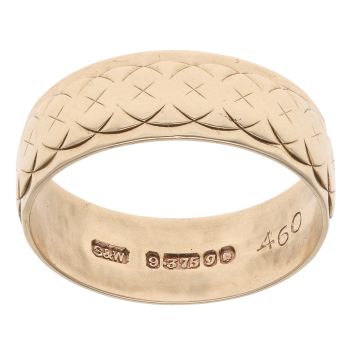 9ct Yellow Gold Patterned Wedding Band 6.6mm