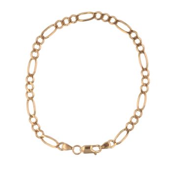 9ct Yellow Gold Figaro Bracelet 8"